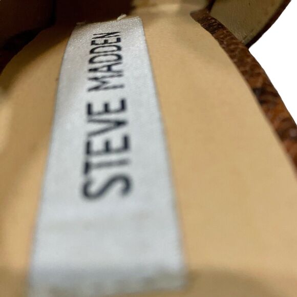 Steve Madden 7 Brown Snake Skin Print  Peep Toe  Block Heels Shoes EUC - Picture 9 of 12